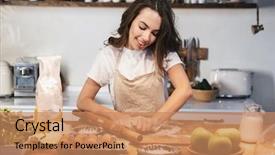  Presentation with homemade pastry apple pie pies - PPT theme having dough for an apple pie background and a coral colored foreground