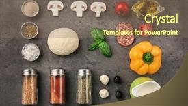 Presentation with dough - Cool new PPT layouts with dough for pizza with ingredients backdrop and a violet colored foreground