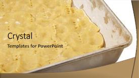  Presentation with baking - PPT theme consisting of dough kneaded for a pie in metal baking tray ready for oven background and a yellow colored foreground