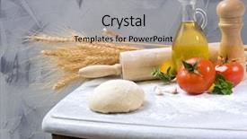  Presentation with olive oil - Presentation design consisting of dough rolling-pin olive oil background and a  colored foreground