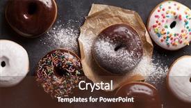  Presentation with donuts - Presentation theme enhanced with doughnut - colorful donuts on stone table background and a tawny brown colored foreground