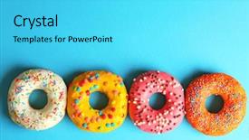  Presentation with donuts - Slide deck consisting of doughnut - glazed donuts on color background background and a cyan colored foreground