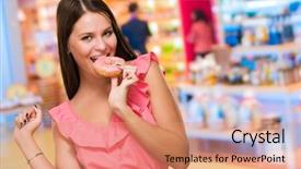  Presentation with candy - Slide set having doughnut at a candy store background and a  colored foreground