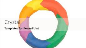  Presentation with colorful - Beautiful slide set featuring doughnut-shaped-ring-of-colorful backdrop and a sky blue colored foreground