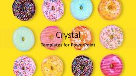  Presentation with studio - Slide set featuring doughnuts on a yellow background background and a yellow colored foreground