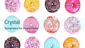  Presentation with studio - Slide set with doughnuts on an isolated white background and a cool aqua colored foreground