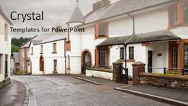  Presentation with old soho street - Cool new slides with doune the district of stirling backdrop and a mint green colored foreground