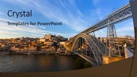  Presentation with bridge - Audience pleasing theme consisting of douro river and dom luis backdrop and a light blue colored foreground