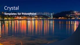  Presentation with light - Colorful presentation design enhanced with douro-river-at-night backdrop and a navy blue colored foreground