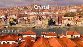  Presentation with river - Slide deck with douro river at porto portugal background and a coral colored foreground