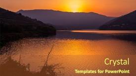  Presentation with river valley - Presentation theme having douro-river-valley-on-sunset background and a red colored foreground