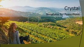  Presentation with river valley - PPT theme featuring douro valley portugal top view background and a light blue colored foreground