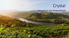  Presentation with river valley - Colorful presentation design enhanced with douro valley portugal top view backdrop and a light blue colored foreground