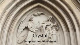  Presentation with gothic cathedral - Amazing presentation theme having annunciation gothic relief in saint wenceslas cathedral in olomouc czech republic backdrop and a light gray colored foreground