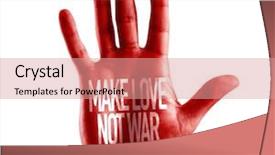  Presentation with terrorism - Amazing slide deck having fight terrorism - make love not war written backdrop and a coral colored foreground