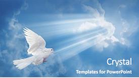  Presentation with white dove - Cool new PPT theme with dove in the air backdrop and a teal colored foreground