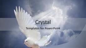  Presentation with dove - Amazing PPT theme having dove in the air with wings wide open in-front of the sun backdrop and a light blue colored foreground