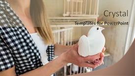  Presentation with dove - Colorful slide deck enhanced with dove-sitting-on-one-hand backdrop and a coral colored foreground