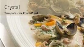  Presentation with herb - Amazing presentation theme having dover-sole-normande-with-herb backdrop and a coral colored foreground