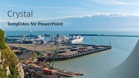  Presentation with passengers - Audience pleasing slide deck consisting of dover-uk-may-28-ferries backdrop and a light blue colored foreground