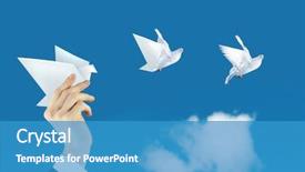  Presentation with dove - Colorful slides enhanced with doves birds - businessman hand and paper dove backdrop and a teal colored foreground
