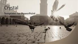  Presentation with doves - Colorful PPT theme enhanced with doves in flight over old backdrop and a lemonade colored foreground
