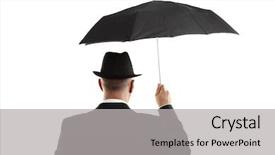  Presentation with umbrella - Beautiful slides featuring dow - man with umbrella view backdrop and a light gray colored foreground