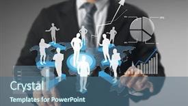  Presentation with financial - Colorful slide set enhanced with dow - businessman with financial symbols coming backdrop and a  colored foreground