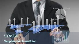  Presentation with housing financial management - Audience pleasing PPT theme consisting of dow - businessman with financial symbols coming backdrop and a  colored foreground