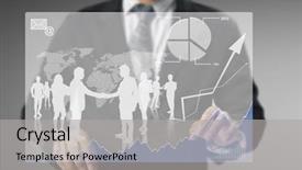  Presentation with financial - Presentation design consisting of dow - businessman with financial symbols coming background and a  colored foreground