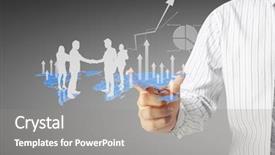  Presentation with financial - Presentation having dow - businessman with financial symbols coming background and a  colored foreground