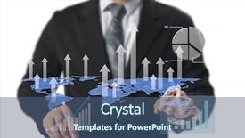  Presentation with financial - PPT theme enhanced with dow - businessman with financial symbols coming background and a  colored foreground