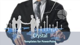  Presentation with financial - Colorful PPT theme enhanced with dow - businessman with financial symbols coming backdrop and a ocean colored foreground