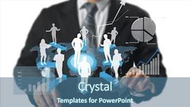  Presentation with fintech financial algorithm - PPT layouts having dow - businessman with financial symbols coming background and a teal colored foreground