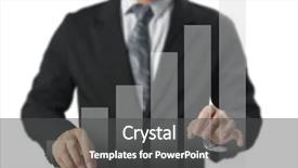  Presentation with financial - Slide deck consisting of dow - businessman with financial symbols coming background and a gray colored foreground