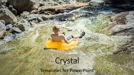  Presentation with moving about nature - Audience pleasing theme consisting of down a natural rock slide backdrop and a mint green colored foreground