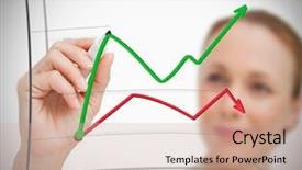  Presentation with man and woman divorce drawing - Presentation consisting of arrow down - woman drawing a graph background and a soft green colored foreground
