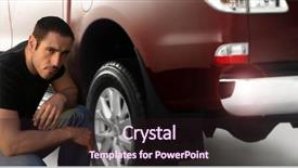  Presentation with kneeling - Audience pleasing PPT theme consisting of down by large pickup truck backdrop and a wine colored foreground