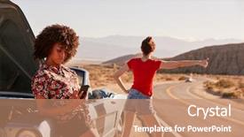  Presentation with friends - Beautiful presentation theme featuring down car at the roadside backdrop and a coral colored foreground