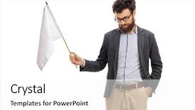  Presentation with man head in hands - Presentation design consisting of down holding a white flag background and a white colored foreground