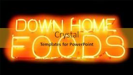  Presentation with foods - Cool new presentation theme with down-home-foods-neon-sign backdrop and a gold colored foreground