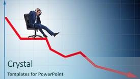  Presentation with economic - Slide set with down on chair in economic background and a  colored foreground