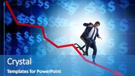  Presentation with economic crisis in greece - Beautiful PPT theme featuring down on chair in economic backdrop and a teal colored foreground