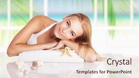  Presentation with relaxing - Audience pleasing slides consisting of lying down on massage table backdrop and a lemonade colored foreground