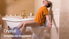  Presentation with toilet - Slide set consisting of down sitting on the toilet background and a coral colored foreground