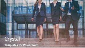  Presentation with steps - Audience pleasing theme consisting of down steps in office premises backdrop and a coral colored foreground