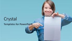  Presentation with down syndrome - Cool new presentation with down syndrome holding blank paper backdrop and a  colored foreground