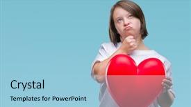  Presentation with down syndrome - Slide set having down syndrome holding red heart background and a  colored foreground