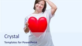  Presentation with down syndrome children disability school - Beautiful presentation theme featuring down syndrome holding red heart backdrop and a  colored foreground