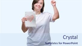  Presentation with down syndrome children disability school - Amazing PPT theme having down syndrome holding red heart backdrop and a light blue colored foreground